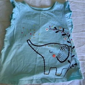 Blue girl top floral elephant